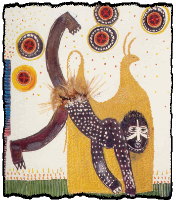 Acrobazia, 1972, tecnica mista su tela - 150 x 130 cm.
