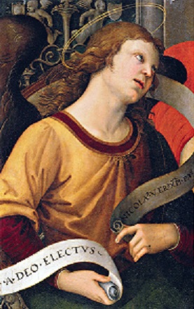 Angelo con cartigli, 1500-1501, olio su tavola, 