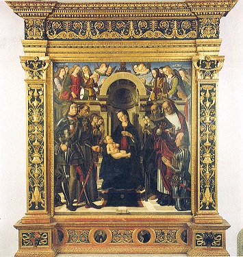Madonna con bambino e Santi (Pala di Montefiorentino), anni Ottanta del XV sec., olio su tavola,