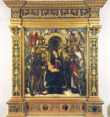Madonna con bambino e Santi (Pala di Montefiorentino), anni Ottanta del XV sec., olio su tavola,