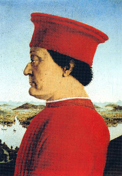 Ritratto di Federico da Montefeltro (dal Dittico dei duchi di Urbino), 1474 ca., olio su tavola,